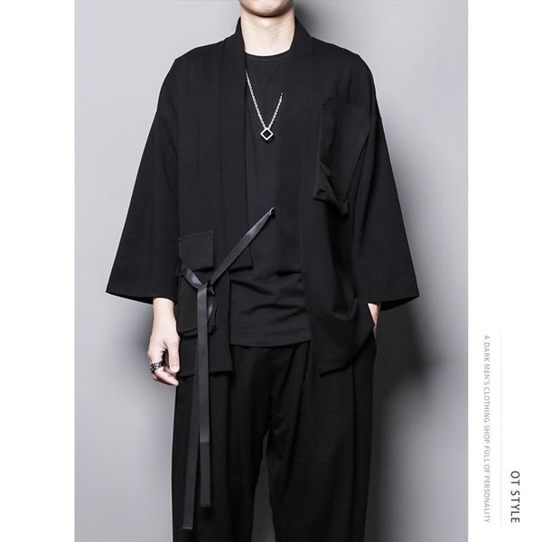 men's jackets spring and autumn men collarless pure color open front coat chinese style ribbon stitching design buckle loose, Black;brown
men's jackets spring and autumn men collarless pure color open front coat chinese style ribbon stitching design buckle loose, Black;brown