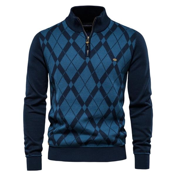 men's sweaters 2021 brand argyle pullovers sweater men casual zipper mock neck cotton for winter fashion warm mens, White;black
men's sweaters 2021 brand argyle pullovers sweater men casual zipper mock neck cotton for winter fashion warm mens, White;black