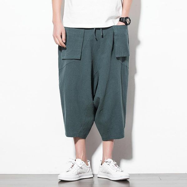 men's pants men harem elastic waist pockets calf-length streetwear baggy joggers drop-crotch trousers pantalones hombre, Black
men's pants men harem elastic waist pockets calf-length streetwear baggy joggers drop-crotch trousers pantalones hombre, Black