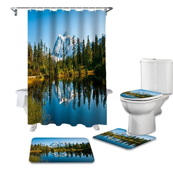 shower curtains lakeside green forest snow mountain durable waterproof curtain set bathroom rugs carpet toilet seat cover pad floor mat
shower curtains lakeside green forest snow mountain durable waterproof curtain set bathroom rugs carpet toilet seat cover pad floor mat