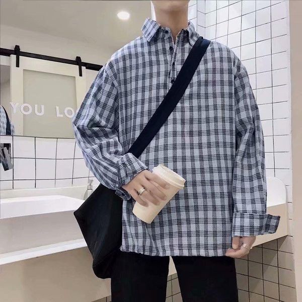 mens pullover shirt -2xl spring plaid men's fashion retro casual men streetwear wild loose long sleeve shirts, White;black
mens pullover shirt -2xl spring plaid men's fashion retro casual men streetwear wild loose long sleeve shirts, White;black