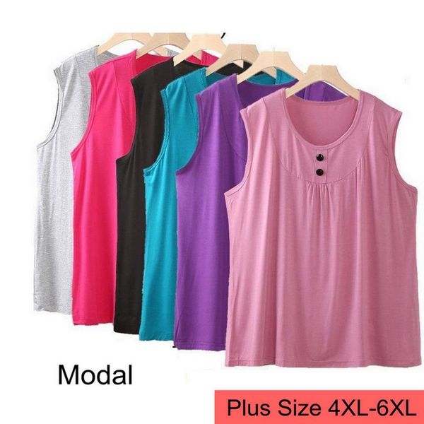 plus size t-shirt women summer loose vest modal casual tank sleeveless soft shirt blouse female 5xl 6xl ouc1123, Black 
plus size t-shirt women summer loose vest modal casual tank sleeveless soft shirt blouse female 5xl 6xl ouc1123, Black