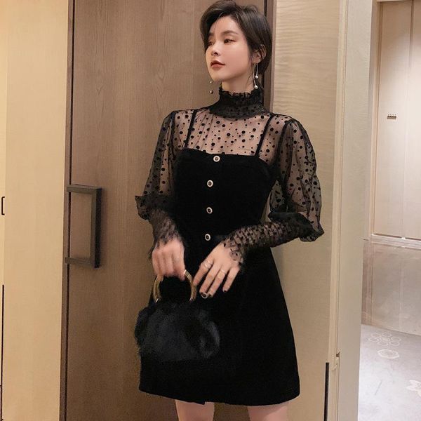 casual dresses women's dress early spring 2021 lace temperament elegant women, Black;gray
casual dresses women's dress early spring 2021 lace temperament elegant women, Black;gray