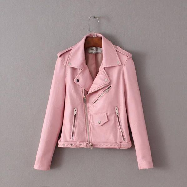 women's leather & faux ftlzz zipper pu jacket coat short pink motorcycle with pocket classic basic spring women outwear, Black
women's leather & faux ftlzz zipper pu jacket coat short pink motorcycle with pocket classic basic spring women outwear, Black