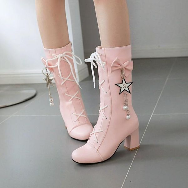 boots pxelena white pink women wedding ruffles bow tie chain pearl elegant bride mid calf chunky high heels cosplay lolita, Black
boots pxelena white pink women wedding ruffles bow tie chain pearl elegant bride mid calf chunky high heels cosplay lolita, Black