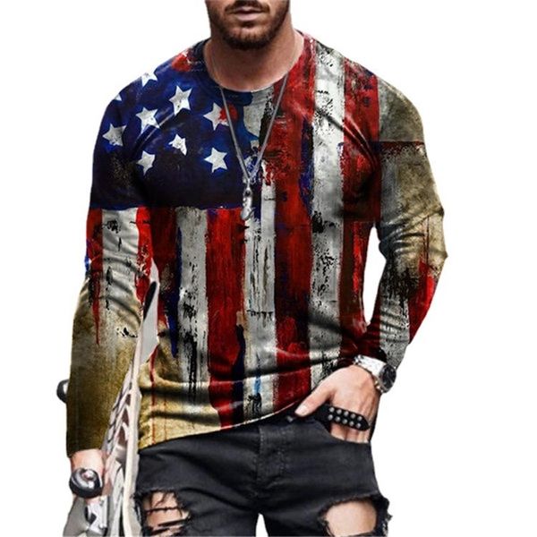 2021 men's loose new round neck star flag 3d printed long sleeve t-shirt, White;black
2021 men's loose new round neck star flag 3d printed long sleeve t-shirt, White;black