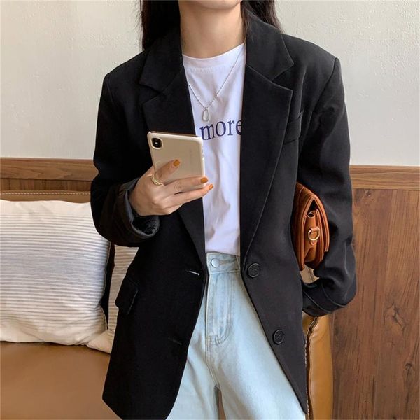 women's suits & blazers harajuku warm blazer retro oversize casual streetwear women coats chic autumn loose all match solid top, White;black
women's suits & blazers harajuku warm blazer retro oversize casual streetwear women coats chic autumn loose all match solid top, White;black