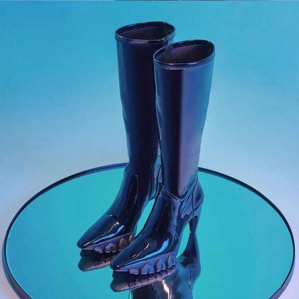 boots deat 2021 spring summer fashion casual pointed toe tip high heel thick bottom short women cool sh267, Black
boots deat 2021 spring summer fashion casual pointed toe tip high heel thick bottom short women cool sh267, Black
