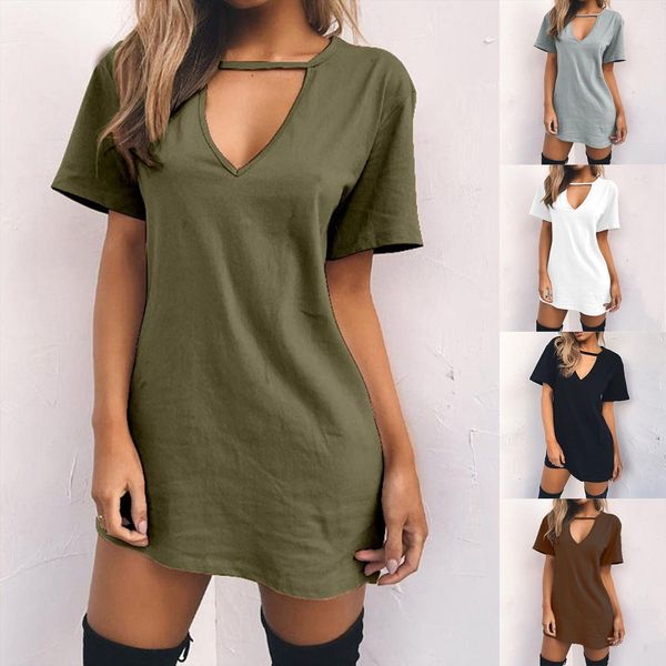spring fashion t shirt casual womens dress short sleeve v neck solid ladies hollow out femme robe, Black;gray
spring fashion t shirt casual womens dress short sleeve v neck solid ladies hollow out femme robe, Black;gray