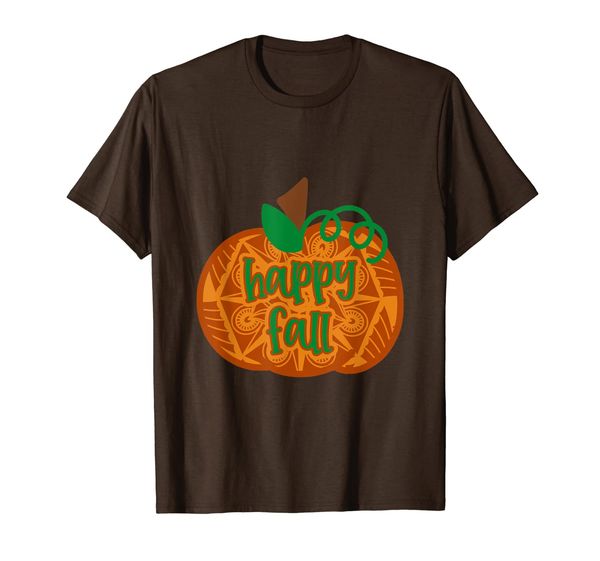 happy fall autumn pumpkin t-shirt, White;black