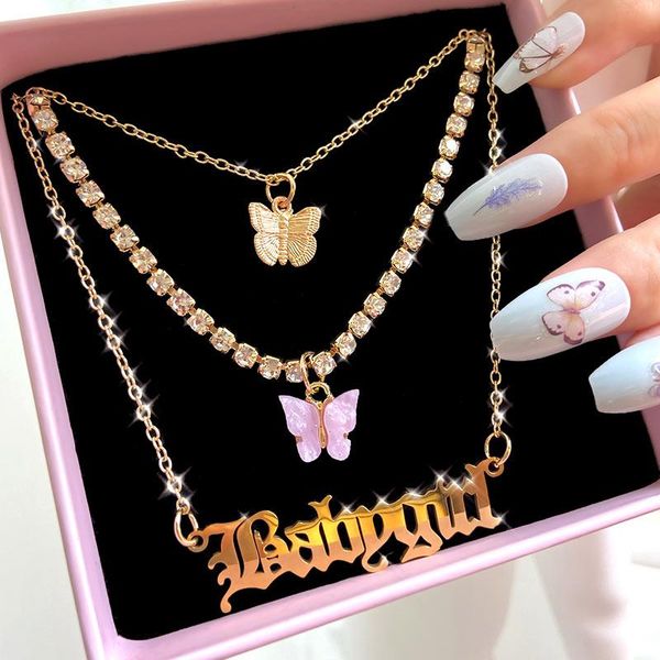 chains cute pink acrylic butterfly crystal tennis chain pendant necklaces for woman babygirl letter multi-layer necklace fine jewelry, Silver
chains cute pink acrylic butterfly crystal tennis chain pendant necklaces for woman babygirl letter multi-layer necklace fine jewelry, Silver