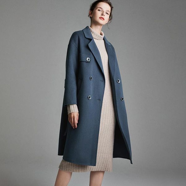women's wool & blends shzq blue tweed coat 2021 winter double-sided middle long style shows thin woolen thick, Black
women's wool & blends shzq blue tweed coat 2021 winter double-sided middle long style shows thin woolen thick, Black