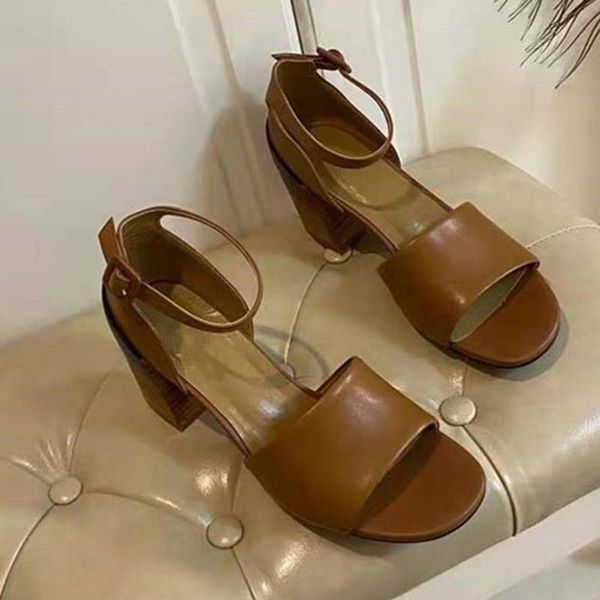 retro brown women sandals buckle strap square heels brand designer shoes genuine leather high zapatos de mujer dress, Black
retro brown women sandals buckle strap square heels brand designer shoes genuine leather high zapatos de mujer dress, Black