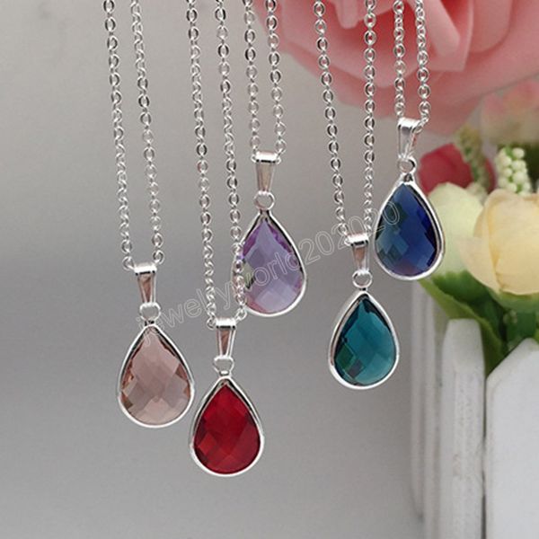 women elegant water drop pendant necklace fashion colorful zircon crystal clavicle chain ladies temperament jewelry gifts, Silver
women elegant water drop pendant necklace fashion colorful zircon crystal clavicle chain ladies temperament jewelry gifts, Silver