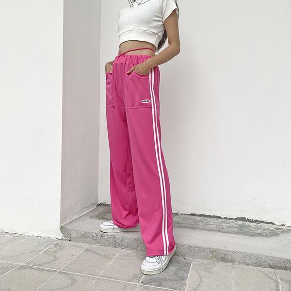women's pants & capris 2021 spring pink mid waist long women striped bandage pockets sweatpants woman fashion casual streetwear joggers, Black;white
women's pants & capris 2021 spring pink mid waist long women striped bandage pockets sweatpants woman fashion casual streetwear joggers, Black;white
