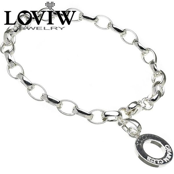link, chain silver basic charm bracelet closed with a clasp link bracelets europe sabor 2021 charms carrier, Black