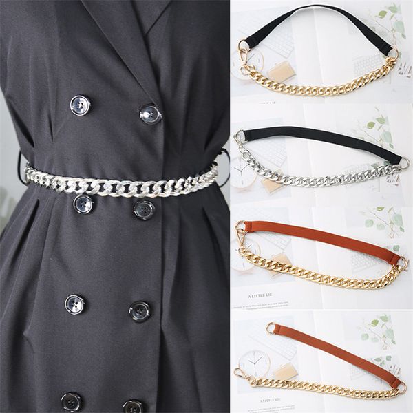 retro women chain belts elastic suit waist seal designer metal removable belt skirt shirt decorative waistband, Black;brown
retro women chain belts elastic suit waist seal designer metal removable belt skirt shirt decorative waistband, Black;brown