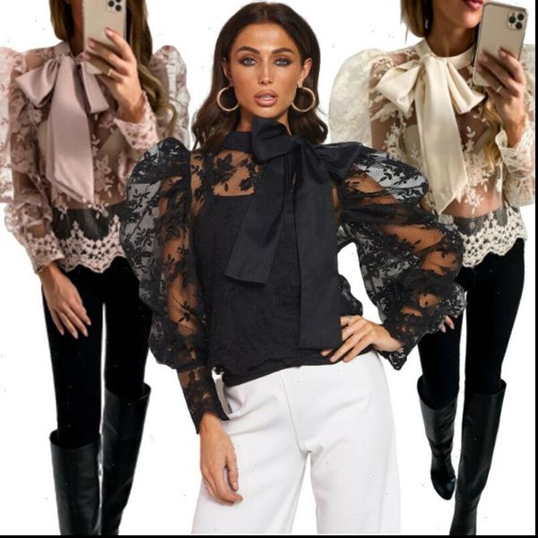 womens blouses summer temperament perspective women lace shirt flower embroidery puff sleeve bow neck female solid, White
womens blouses summer temperament perspective women lace shirt flower embroidery puff sleeve bow neck female solid, White
