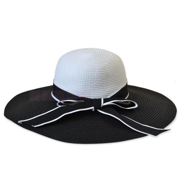 new summer women's big brim straw straw woven black and white color matching traveling sun hat, Black;white
new summer women's big brim straw straw woven black and white color matching traveling sun hat, Black;white