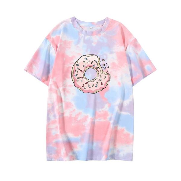 women's t-shirt donuts cartoon kawaii printing pattern summer female tie dye japan korean casual harajuku style all-match women, White
women's t-shirt donuts cartoon kawaii printing pattern summer female tie dye japan korean casual harajuku style all-match women, White