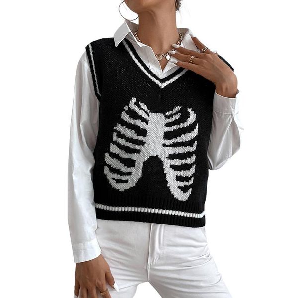 women's vests women knitting shirt, v sleeve sleeveless skull print loose fall winter sweater, brown / black, Black;white
women's vests women knitting shirt, v sleeve sleeveless skull print loose fall winter sweater, brown / black, Black;white