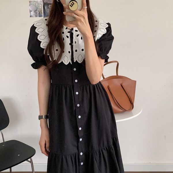 casual dresses black hook flower princess chic hollowed out 2021 vintage lady color-hit prom lapel short sleeve dress vestidos sh7, Black;gray
casual dresses black hook flower princess chic hollowed out 2021 vintage lady color-hit prom lapel short sleeve dress vestidos sh7, Black;gray