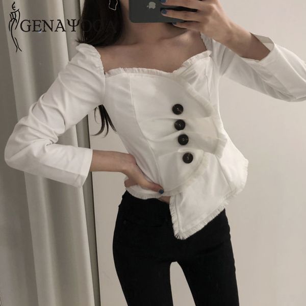 genayooa solid womens and blouses vintage square collar irregular white blouse women fashion ladies korean style 210417
genayooa solid womens and blouses vintage square collar irregular white blouse women fashion ladies korean style 210417