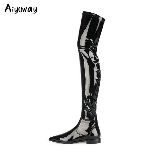 boots aiyoway spring patent leather over the knee women elegant thigh shoes low heels plus size 34-45, Black
boots aiyoway spring patent leather over the knee women elegant thigh shoes low heels plus size 34-45, Black