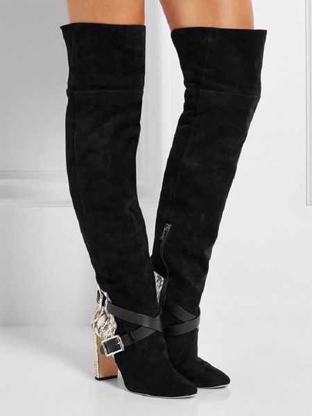 boots long cross strap metal buckle snake skin pattern thick heel over the knee show thin booties shoes woman botas mujer, Black
boots long cross strap metal buckle snake skin pattern thick heel over the knee show thin booties shoes woman botas mujer, Black