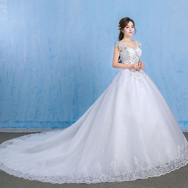 beautiful ball gown wedding dress v-neck lace embroidery court train princess dresses vestido de noiva plus size, White
beautiful ball gown wedding dress v-neck lace embroidery court train princess dresses vestido de noiva plus size, White