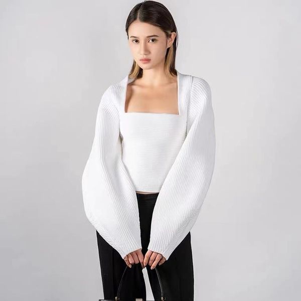 women's sweaters women sweater 2021 autumn square collar lantern sleeve solid color knitted short black and white two-color, White;black
women's sweaters women sweater 2021 autumn square collar lantern sleeve solid color knitted short black and white two-color, White;black