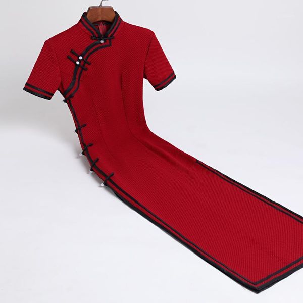 burgundy chinese style spring summer cheongsam ancient short sleeve thigh-high slit dress evening banquet party ethnic clothing, Red
burgundy chinese style spring summer cheongsam ancient short sleeve thigh-high slit dress evening banquet party ethnic clothing, Red