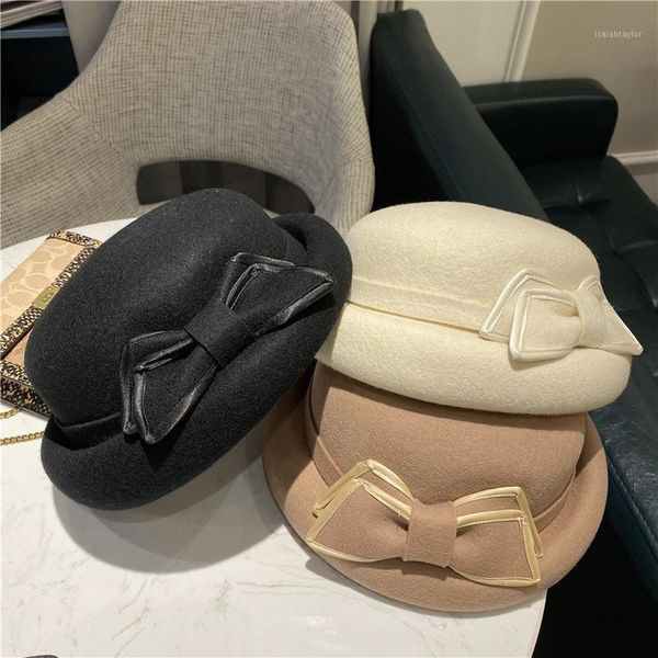 202109-shi japan style autumn winter wool bowknot formal lady beret hat women leisure dinner berets, Blue;gray
202109-shi japan style autumn winter wool bowknot formal lady beret hat women leisure dinner berets, Blue;gray