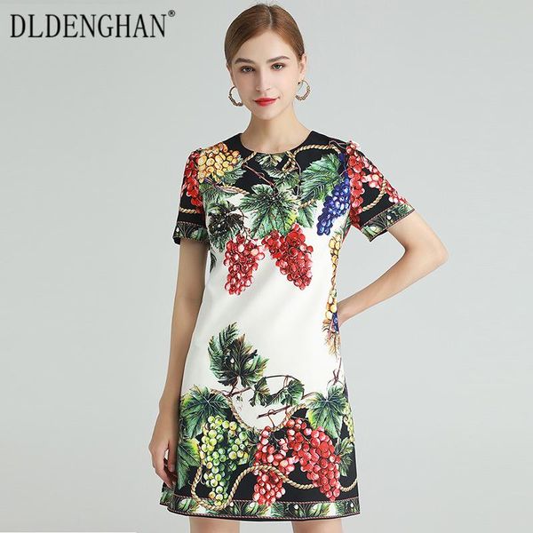 casual dresses dldenghan fashion grape print dress women's short sleeve beading designer spring, Black;gray
casual dresses dldenghan fashion grape print dress women's short sleeve beading designer spring, Black;gray