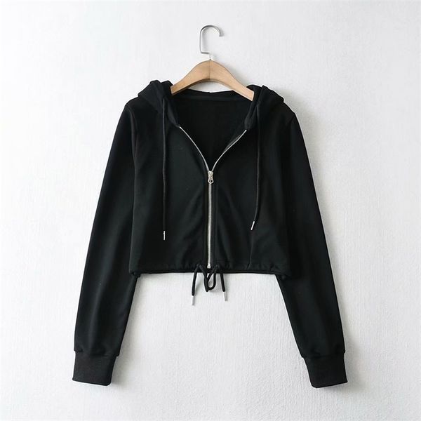 Short sweater women' spring 2021 new style hooded zipper cardigan coat small top 023941, White
Short sweater women' spring 2021 new style hooded zipper cardigan coat small top 023941, White