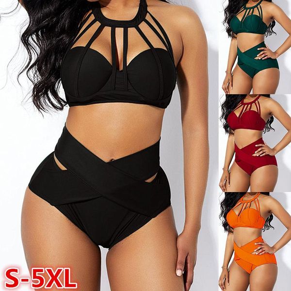 women's swimwear 2021 bikini sport solid color high waist belly covering strap split swimsuit, White;black
women's swimwear 2021 bikini sport solid color high waist belly covering strap split swimsuit, White;black