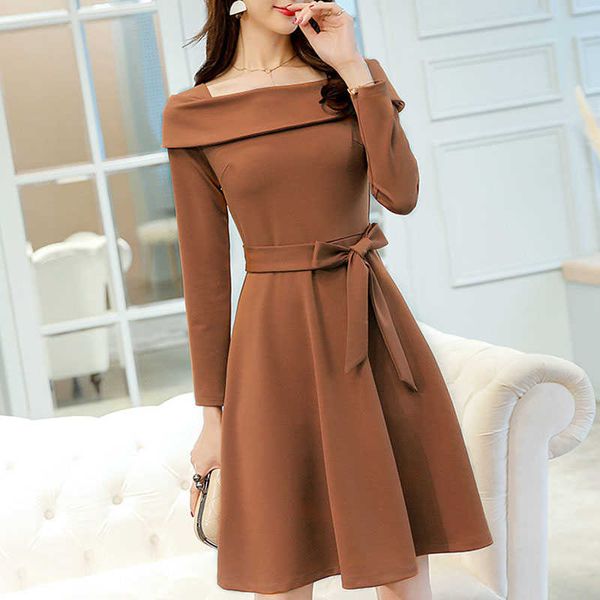 dress for women autumn long sleeve woman dress belt high waist slash neck a-line dress women vestido de mujer dresses d591 210602, Black;gray
dress for women autumn long sleeve woman dress belt high waist slash neck a-line dress women vestido de mujer dresses d591 210602, Black;gray