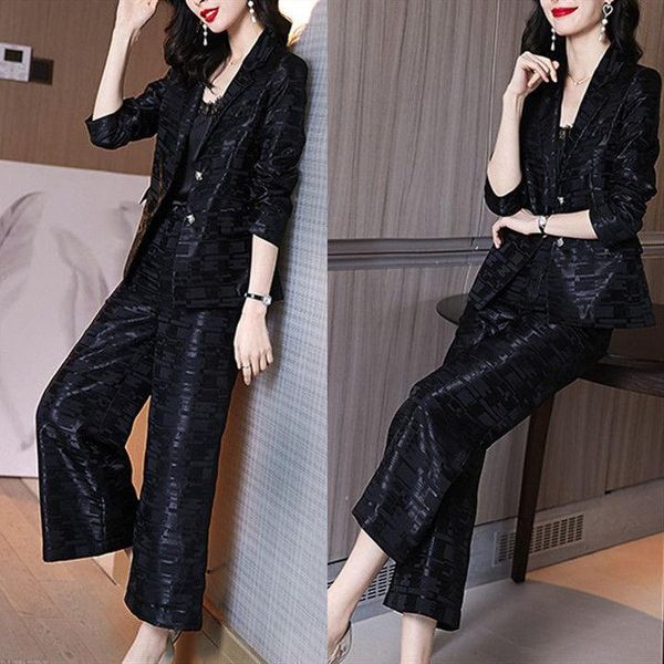 women's two piece pants 2021 spring autumn women office suit female single breasted full sleeve blazers + wide leg pant 2 set lady soli, White
women's two piece pants 2021 spring autumn women office suit female single breasted full sleeve blazers + wide leg pant 2 set lady soli, White