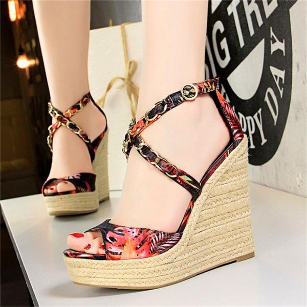 dress shoes women rope knitted casual wedges sandals high heel retro silk floral peep toe women's metal chain cross buckle sandal, Black
dress shoes women rope knitted casual wedges sandals high heel retro silk floral peep toe women's metal chain cross buckle sandal, Black