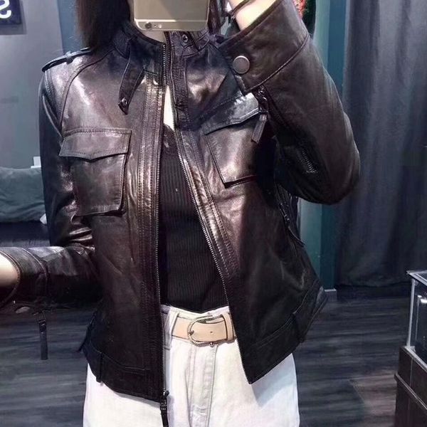women s leather coat spring and autumn korean style youth solid color stand collar long sleeve coat, Black
women s leather coat spring and autumn korean style youth solid color stand collar long sleeve coat, Black