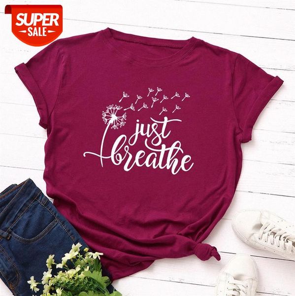 women's plus size round neck short-sleeved cotton t-shirt blouse white dandelion just breathe #5w8m
women's plus size round neck short-sleeved cotton t-shirt blouse white dandelion just breathe #5w8m