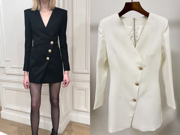 street style dresses european and american explosion models latest classic lion metal button v-neck personalized tailoring dress eze9, Black;pink
street style dresses european and american explosion models latest classic lion metal button v-neck personalized tailoring dress eze9, Black;pink