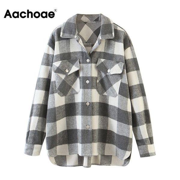 aachoae women vintage tweed plaid shirt jacket long sleeve single breasted coat with pockets turn down collar ladies jackets 210413, Black;brown
aachoae women vintage tweed plaid shirt jacket long sleeve single breasted coat with pockets turn down collar ladies jackets 210413, Black;brown