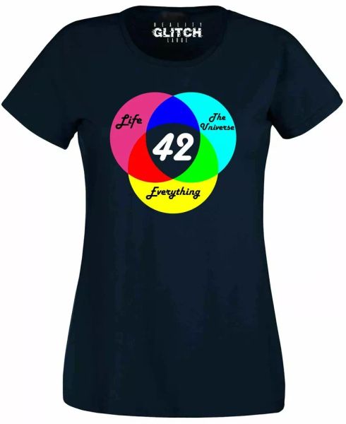 answer is 42 women's t-shirt everything hitchhikers guide to the galaxy movie, White;black
answer is 42 women's t-shirt everything hitchhikers guide to the galaxy movie, White;black