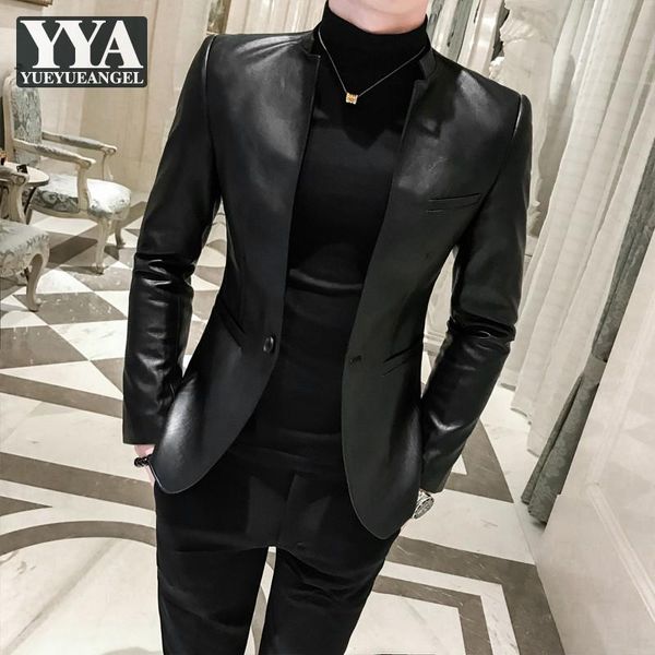 men coats autumn slim fit pu leather jacket mens stand collar suit coat winter fleece blazer single button casual blazers men's suits, White;black
men coats autumn slim fit pu leather jacket mens stand collar suit coat winter fleece blazer single button casual blazers men's suits, White;black