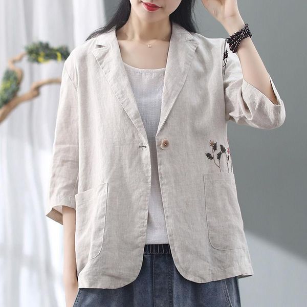 women's suits & blazers 2021 summer korean women casual embroidered art suit jacket femme plus size coat loose blazer fashion, White;black
women's suits & blazers 2021 summer korean women casual embroidered art suit jacket femme plus size coat loose blazer fashion, White;black