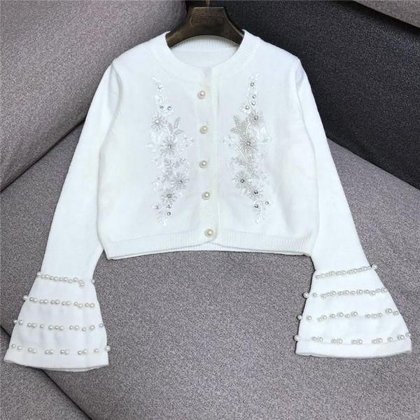 women's knits & tees sweet embroidery beaded diamond white bell sleeve short knitted cardigan women sweater coat 2021 autumn winter swe
women's knits & tees sweet embroidery beaded diamond white bell sleeve short knitted cardigan women sweater coat 2021 autumn winter swe
