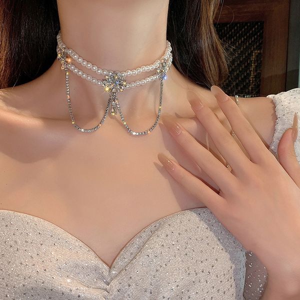gong tingfeng's two diamond inlaid pearl flower hairband necklace net red fashion temperament hair accessories, Silver
gong tingfeng's two diamond inlaid pearl flower hairband necklace net red fashion temperament hair accessories, Silver