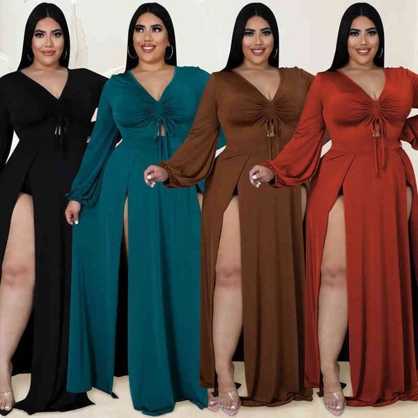 casual dresses c5610 fashion solid color large women's v-neck sleeve hollow out bandage split long skirt dresses, Black;gray
casual dresses c5610 fashion solid color large women's v-neck sleeve hollow out bandage split long skirt dresses, Black;gray