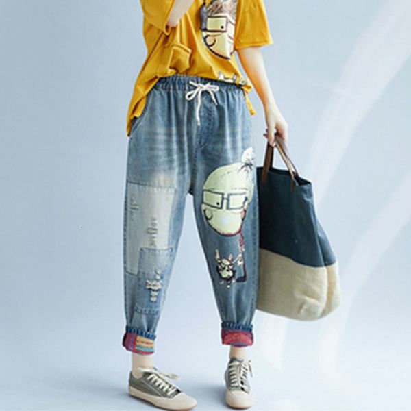 arrival spring fall style cartoon arts print casual loose jeans vintage cotton hole deniharem pants plus size m583, Blue
arrival spring fall style cartoon arts print casual loose jeans vintage cotton hole deniharem pants plus size m583, Blue